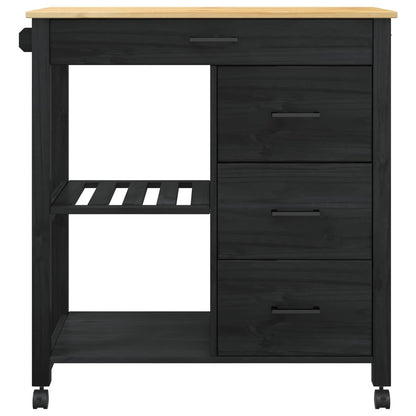 vidaXL Kitchen Trolley MONZA Black 84 x 40 x 88.5 cm Solid Pine Wood