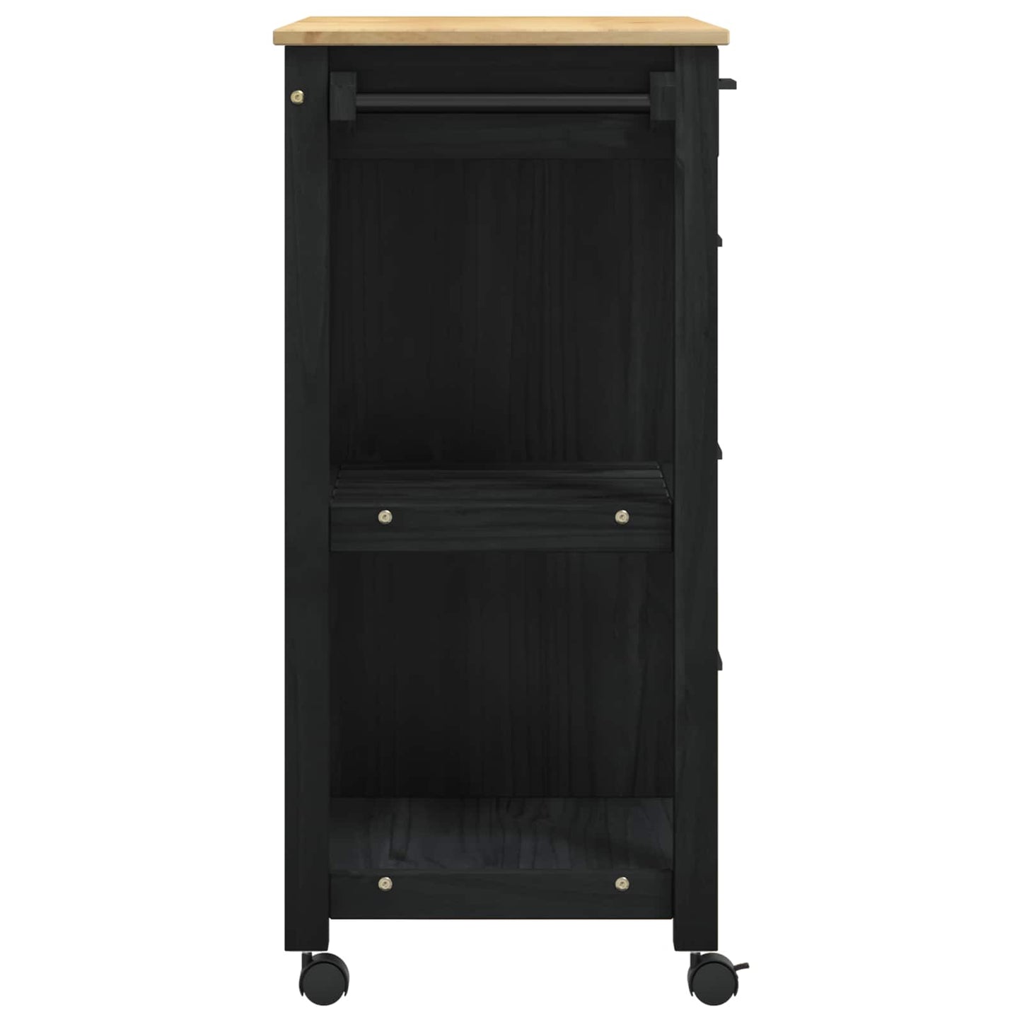 vidaXL Kitchen Trolley MONZA Black 84 x 40 x 88.5 cm Solid Pine Wood