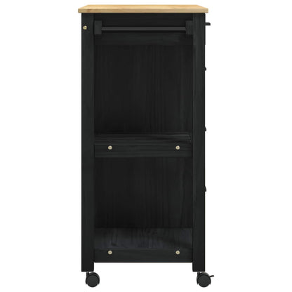 vidaXL Kitchen Trolley MONZA Black 84 x 40 x 88.5 cm Solid Pine Wood