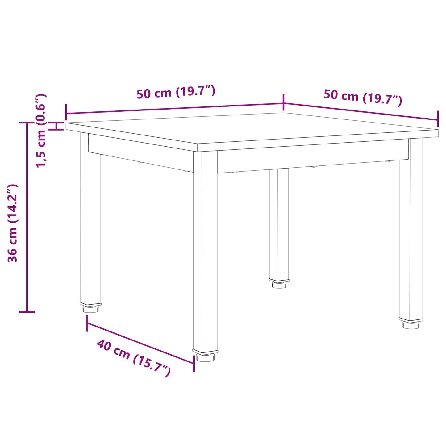 vidaXL Coffee Table White 50 x 50 x 36 cm Solid Pine Wood