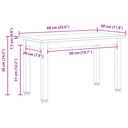 vidaXL Coffee Table Natural 60 x 30 x 36 cm Solid Pine Wood