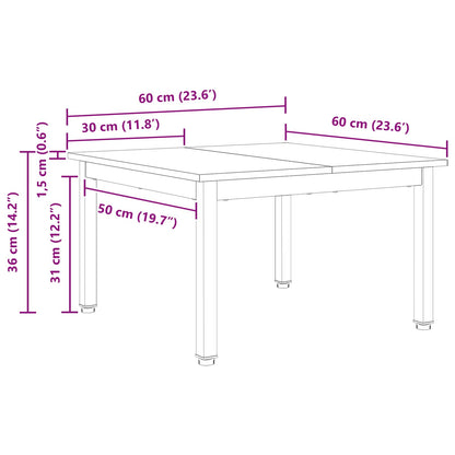vidaXL Coffee Table Natural 60 x 60 x 36 cm Solid Pine Wood