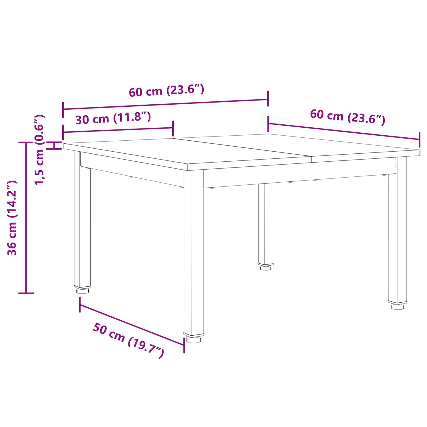 vidaXL Coffee Table White 60 x 60 x 36 cm Solid Pine Wood