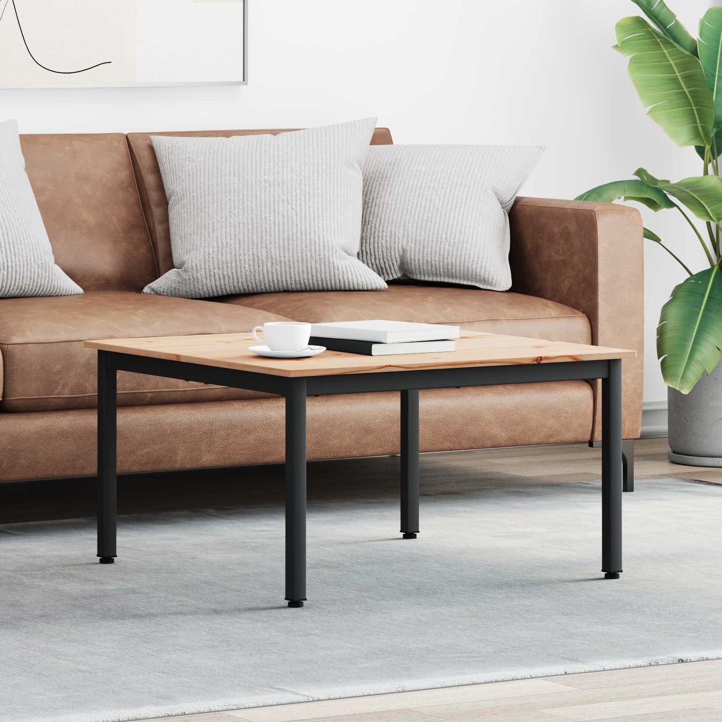 vidaXL Coffee Table Natural 80 x 80 x 45 cm Solid Pine Wood