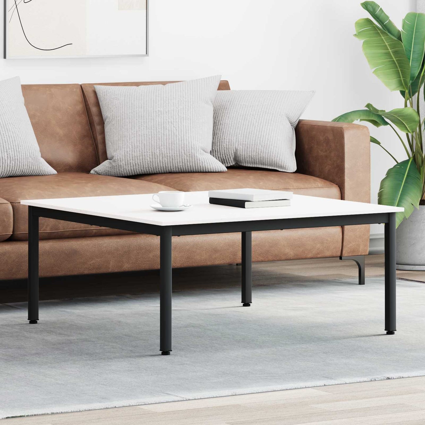 vidaXL Coffee Table White 100 x 100 x 45 cm Solid Pine Wood