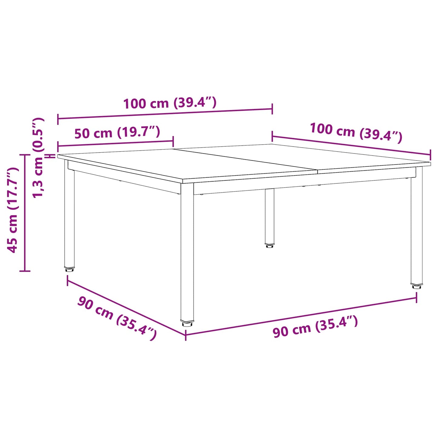 vidaXL Coffee Table White 100 x 100 x 45 cm Solid Pine Wood