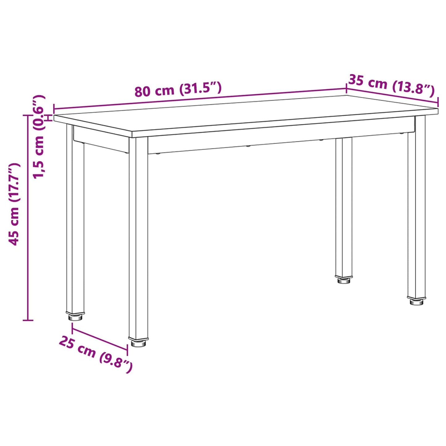 vidaXL Bench Natural 80 x 35 x 45 cm Solid Pine Wood