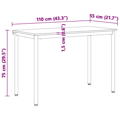vidaXL Dining Table White 110 x 55 x 75 cm Solid Pine Wood