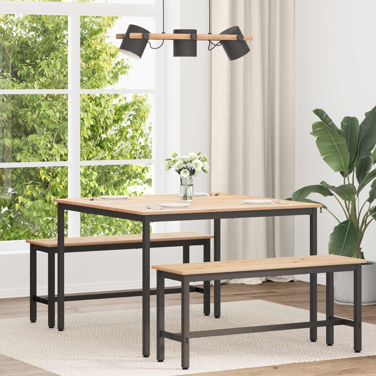 vidaXL Dining Table Natural 110 x 110 x 75 cm Solid Pine Wood