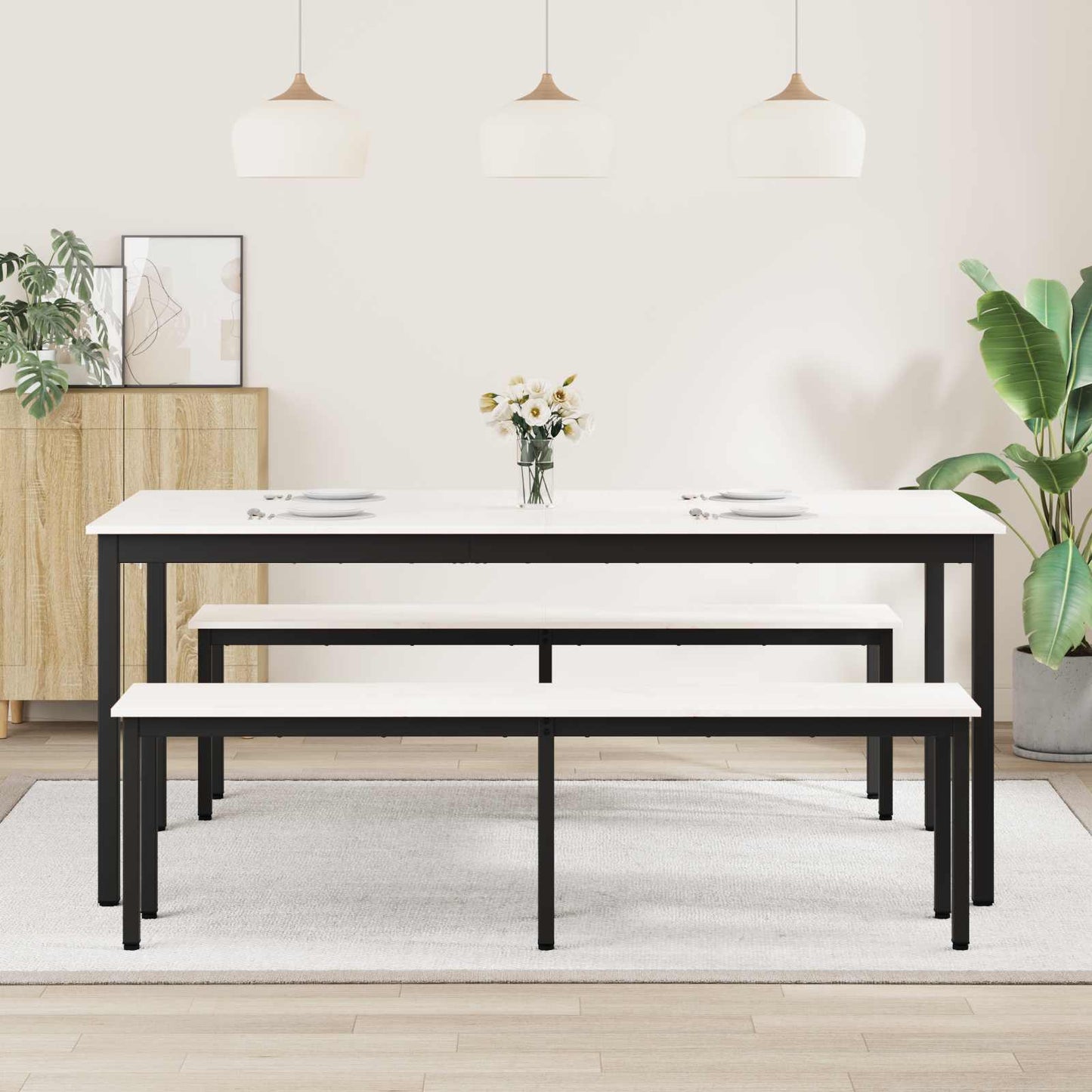 vidaXL Dining Table White 180 x 90 x 75 cm Solid Pine Wood
