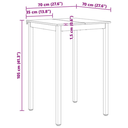 vidaXL Bar Table Natural 70 x 70 x 105 cm Solid Pine Wood