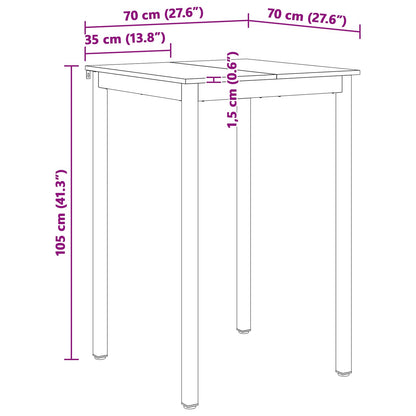 vidaXL Bar Table White 70 x 70 x 105 cm Solid Pine Wood