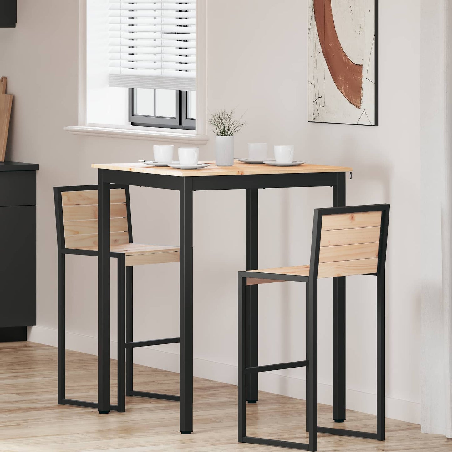 vidaXL Bar Table Natural 80 x 80 x 105 cm Solid Pine Wood