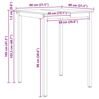vidaXL Bar Table Natural 80 x 80 x 105 cm Solid Pine Wood