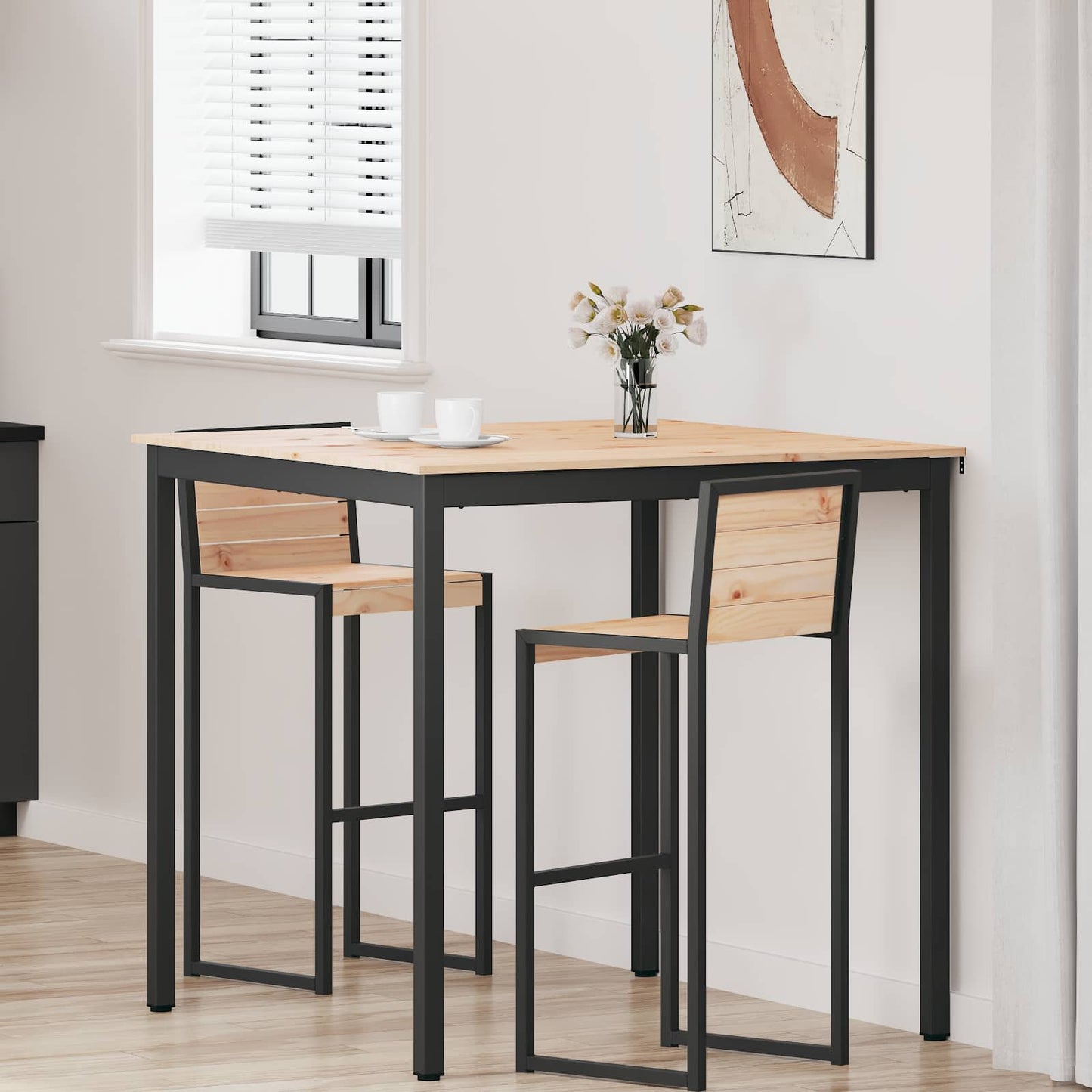 vidaXL Bar Table Natural 110 x 110 x 105 cm Solid Pine Wood