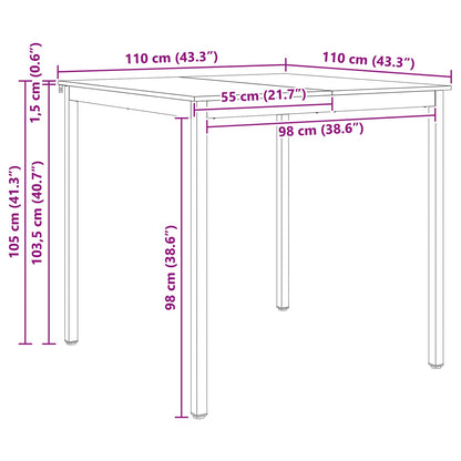 vidaXL Bar Table Natural 110 x 110 x 105 cm Solid Pine Wood
