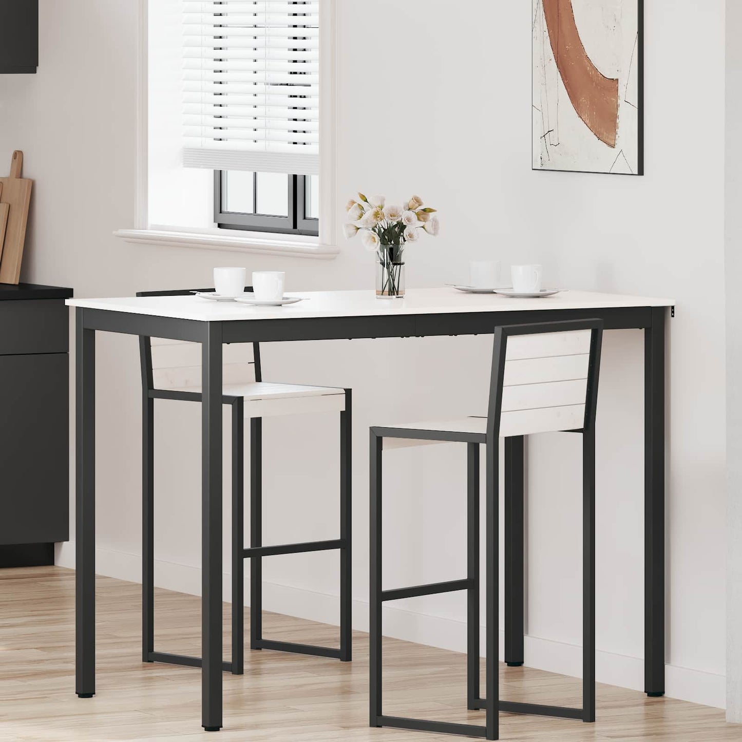 vidaXL Bar Table White 140 x 80 x 105 cm Solid Pine Wood