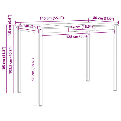 vidaXL Bar Table White 140 x 80 x 105 cm Solid Pine Wood