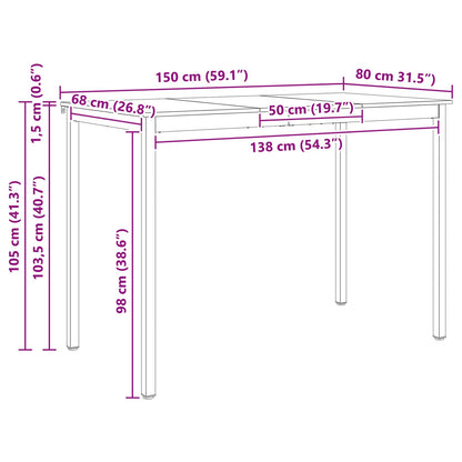 vidaXL Bar Table Natural 150 x 80 x 105 cm Solid Pine Wood