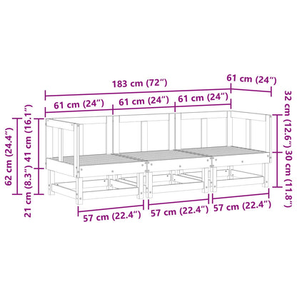 vidaXL Sectional Sofa Units Wax Brown 183 x 61 x 62 cm Solid Pine Wood