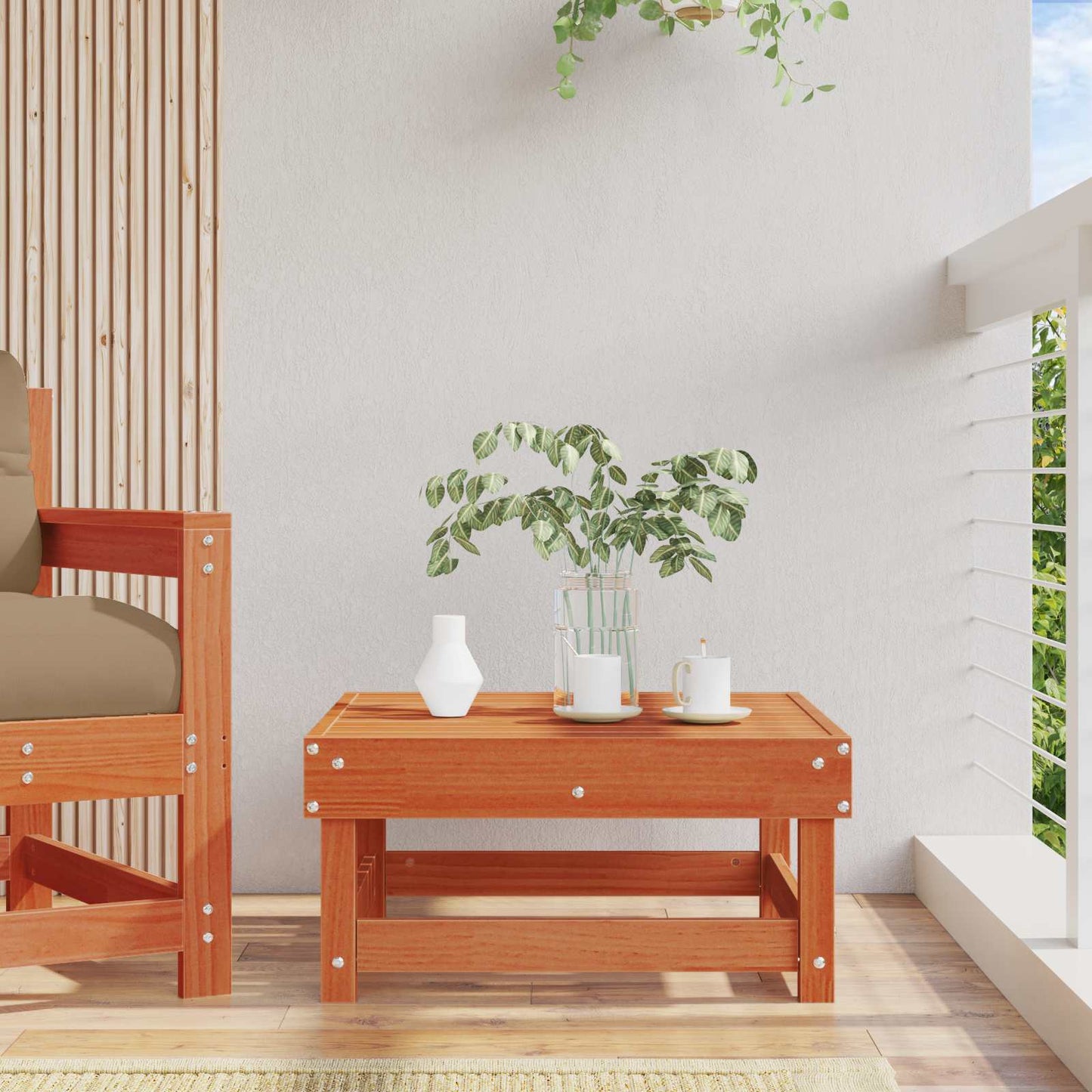 vidaXL Garden Footrest Solid Pine Wood Wax Brown 61 x 60.5 x 30 cm