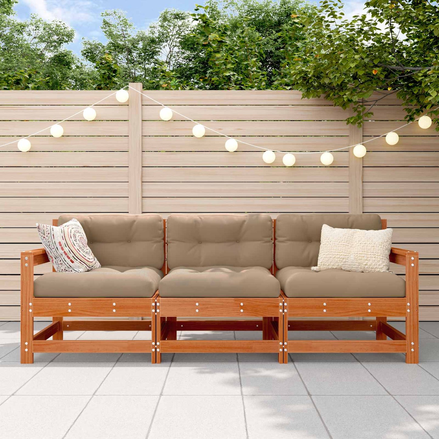 vidaXL Sectional Sofa Units 3 Piece Wax Brown Solid Pine Wood