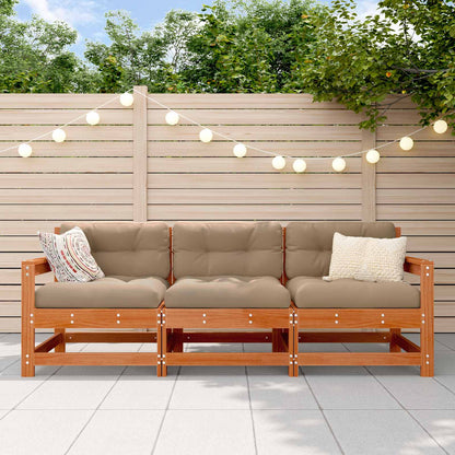 vidaXL Sectional Sofa Units 3 Piece Wax Brown Solid Pine Wood
