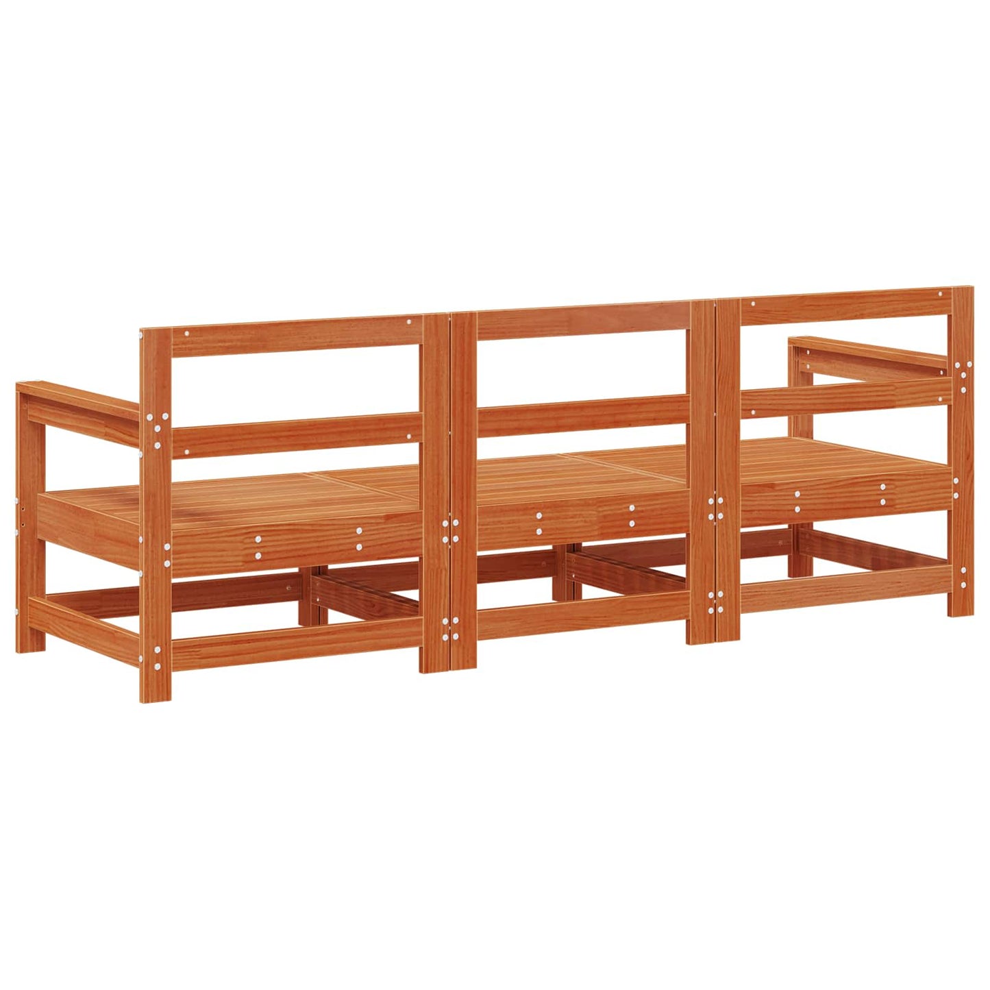 vidaXL Sectional Sofa Units 3 Piece Wax Brown Solid Pine Wood