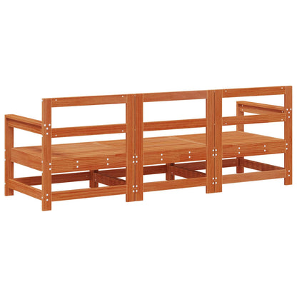 vidaXL Sectional Sofa Units 3 Piece Wax Brown Solid Pine Wood