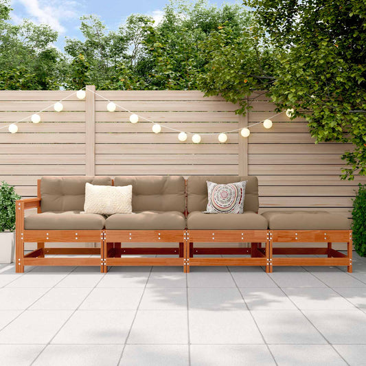 vidaXL Sectional Sofa Units Wax Brown 252 x 62 x 70.5 cm
