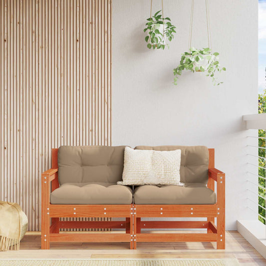 vidaXL Garden Corner Sofa Solid Pine Wood Wax Brown 132 x 62 x 70.5 cm