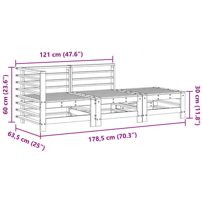 vidaXL Sectional Sofa Units 3 Piece Wax Brown Solid Pine Wood