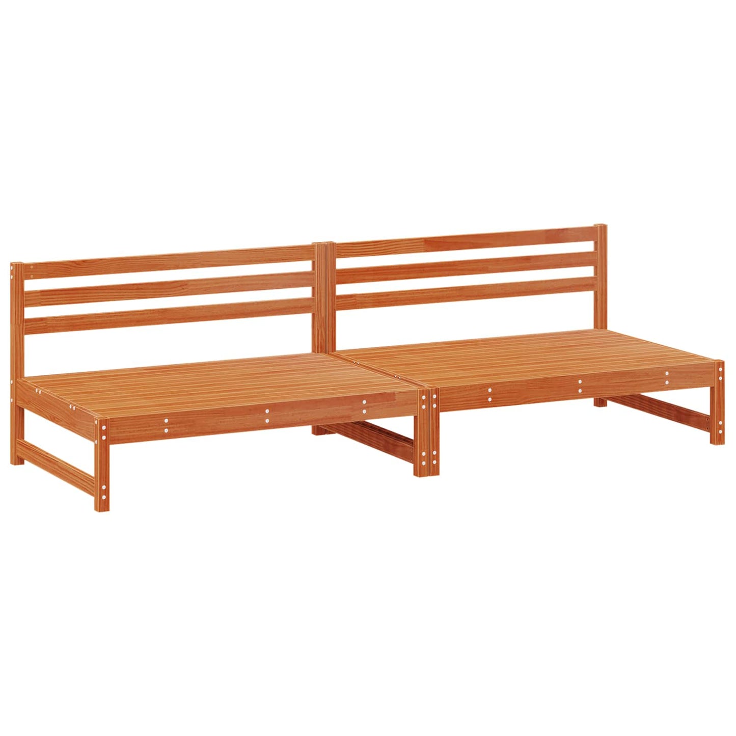 vidaXL Garden Middle Sofa Solid Pine Wood Wax Brown 240 x 84 x 70 cm