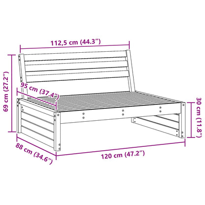 vidaXL Garden Middle Sofa Solid Pine Wood Wax Brown 120 x 95 x 69 cm