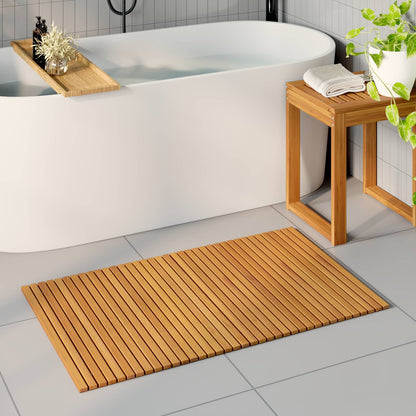 vidaXL Bath Mat Folding Brown 100 x 60 cm Solid Acacia Wood