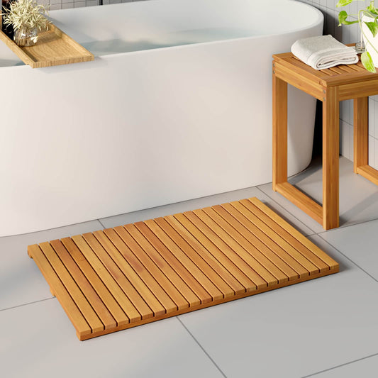 vidaXL Bath Mat Plain Brown 80 x 50 cm Solid Acacia Wood