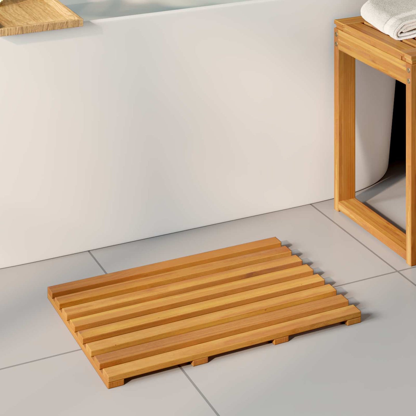 vidaXL Bath Mat Plain Brown 56 x 37 x 2.5 cm Wood