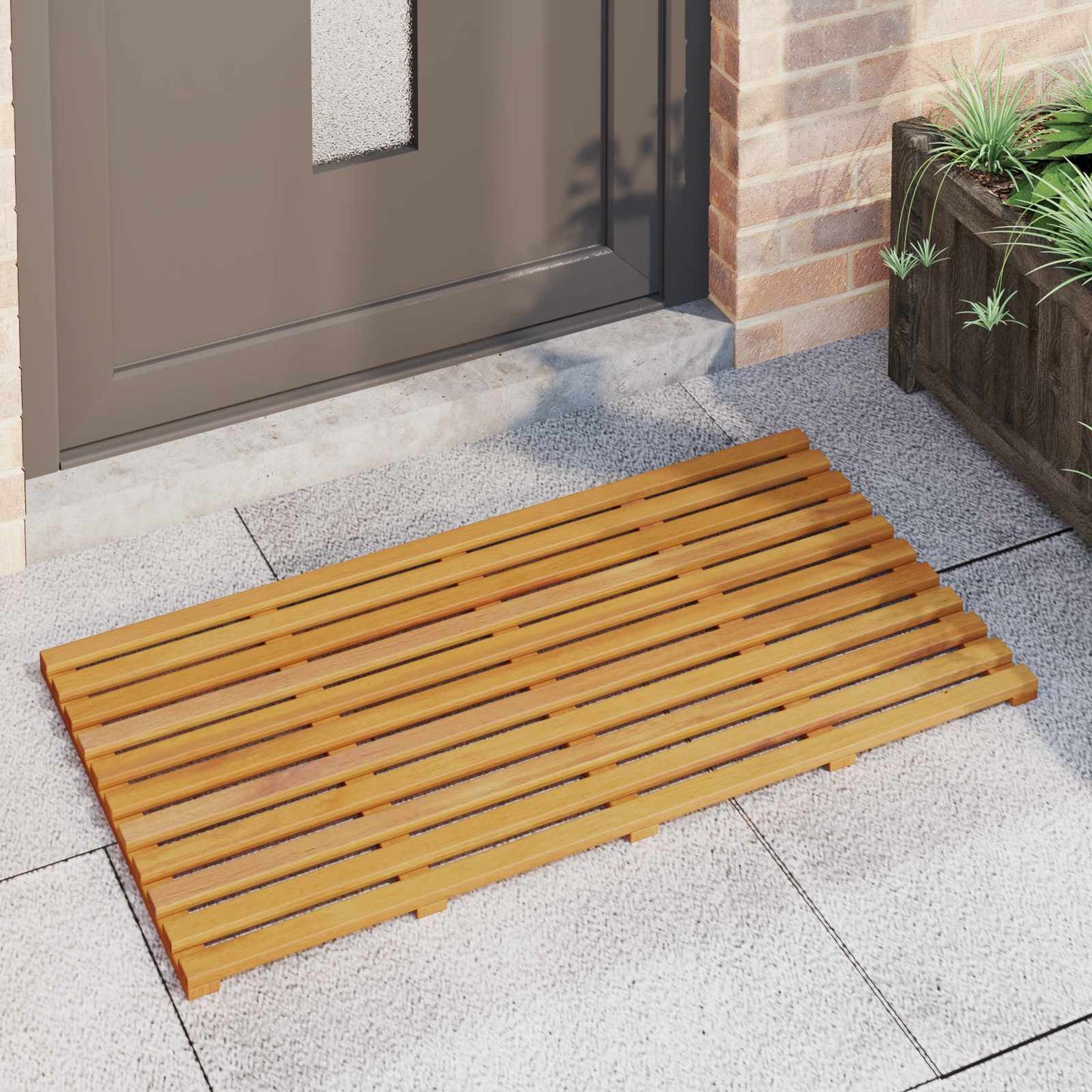 vidaXL Bath Mat Plain Brown 100 x 53 x 2.5 cm Solid Acacia Wood