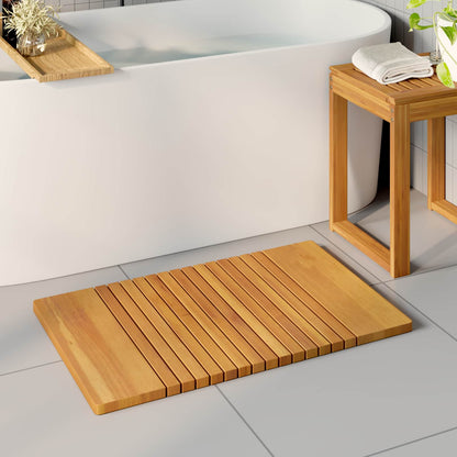 vidaXL Bath Mat Plain Brown 81 x 50 cm Wood