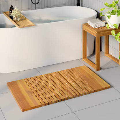 vidaXL Bath Mat Plain Brown 100 x 55 cm Solid Acacia Wood