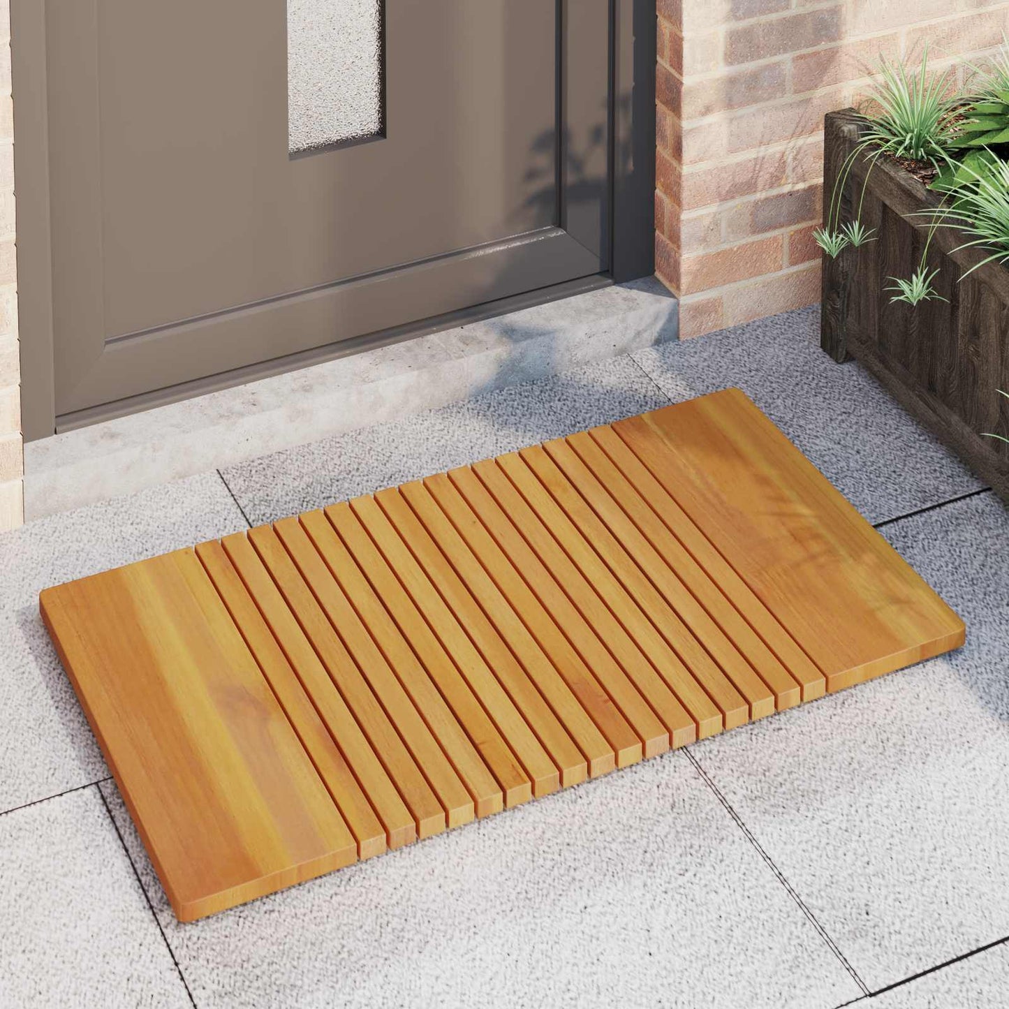 vidaXL Bath Mat Plain Brown 100 x 55 cm Solid Acacia Wood