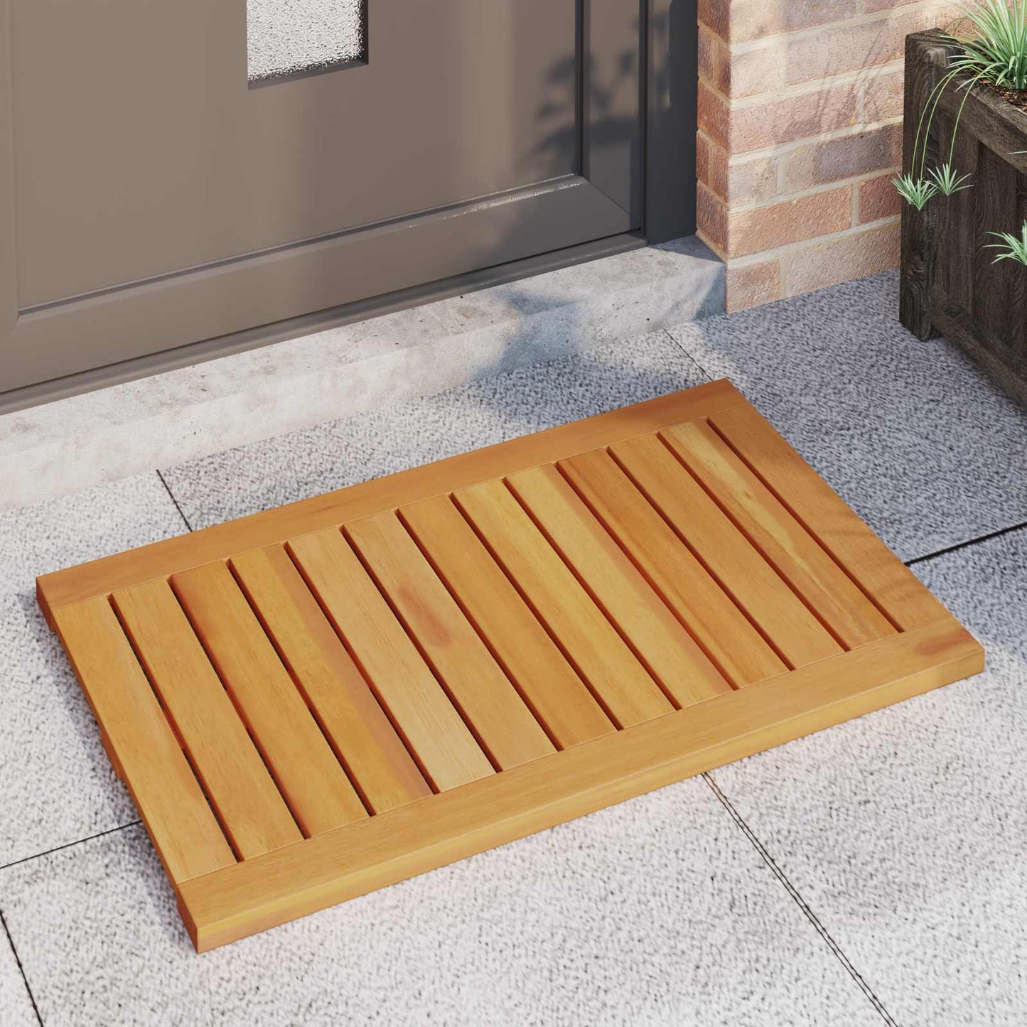 vidaXL Bath Mat Plain Brown 80 x 50 cm Solid Acacia Wood