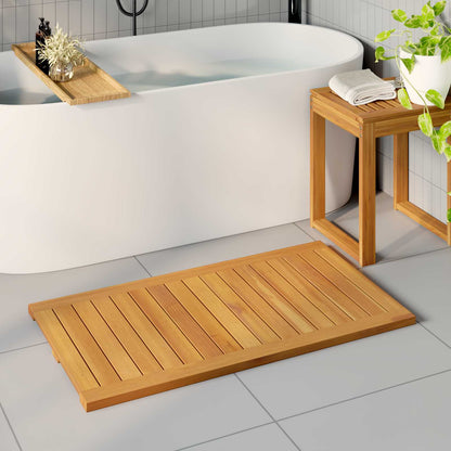 vidaXL Bath Mat Plain Brown 100 x 55 cm Solid Acacia Wood
