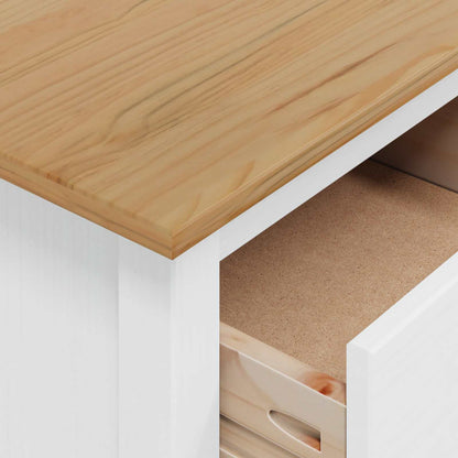 vidaXL Bedside Cabinet HILL White and Honey Brown 46 x 35 x 65 cm