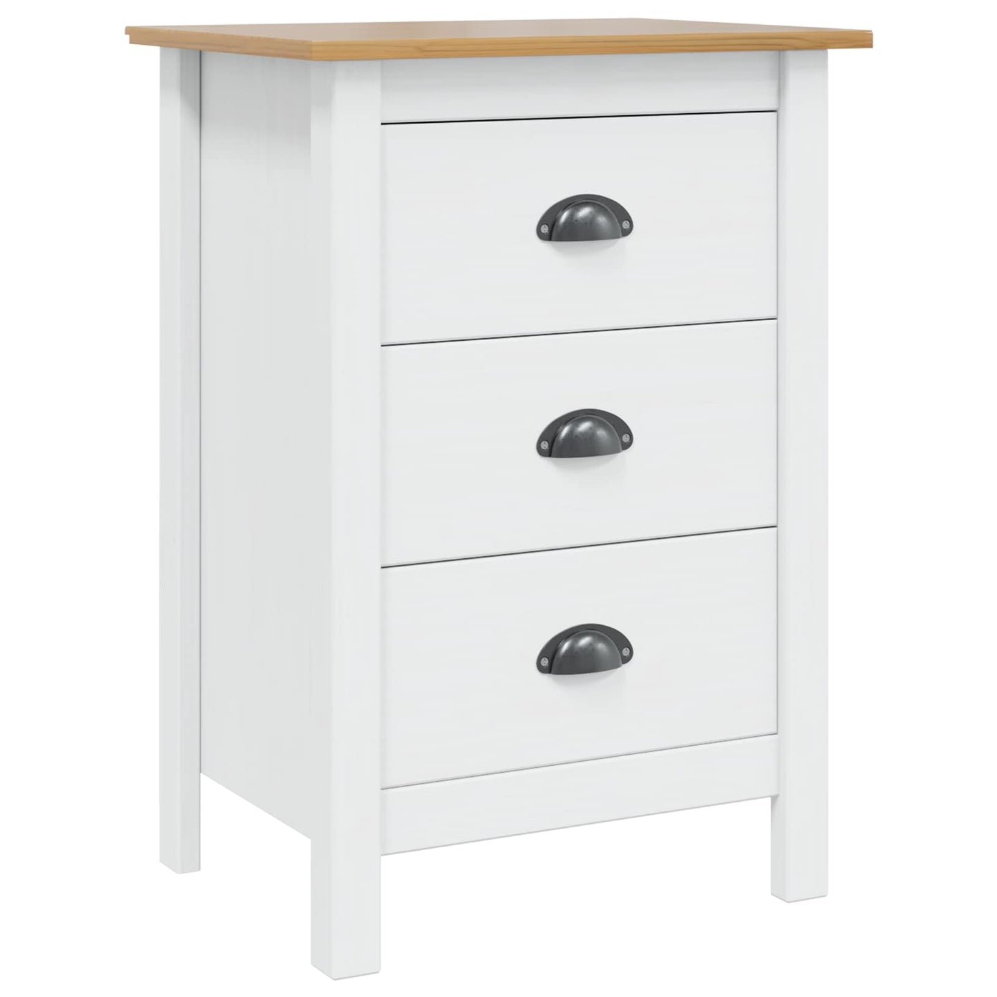 vidaXL Bedside Cabinet HILL White and Honey Brown 46 x 35 x 65 cm