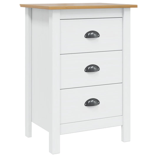 vidaXL Bedside Cabinet HILL White and Honey Brown 46 x 35 x 65 cm