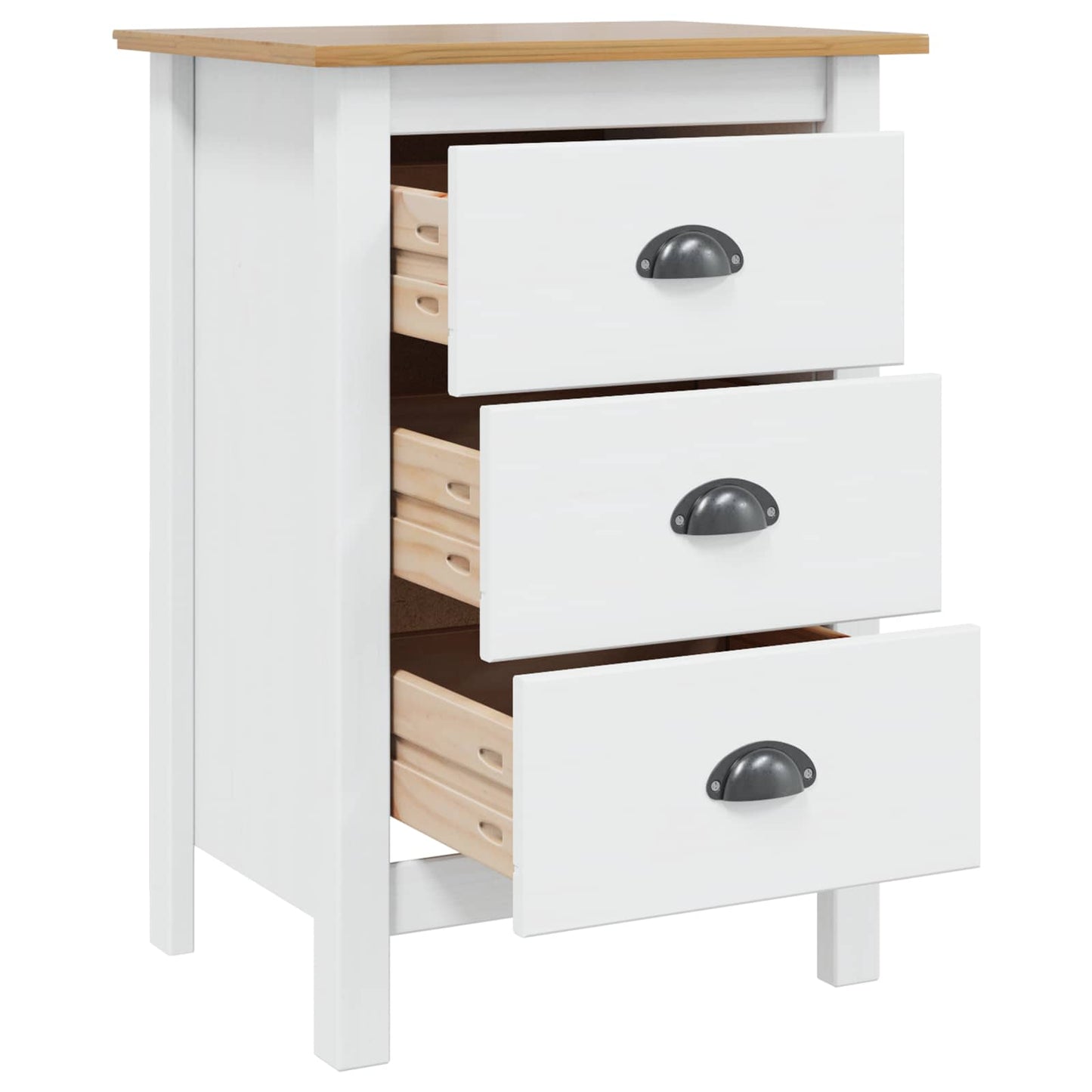 vidaXL Bedside Cabinet HILL White and Honey Brown 46 x 35 x 65 cm