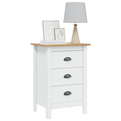 vidaXL Bedside Cabinet HILL White and Honey Brown 46 x 35 x 65 cm