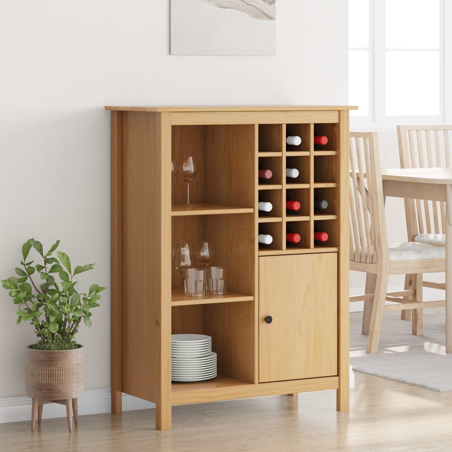 vidaXL Wine Cabinet HILL Honey Brown 79.5 x 40 x 107.5 cm