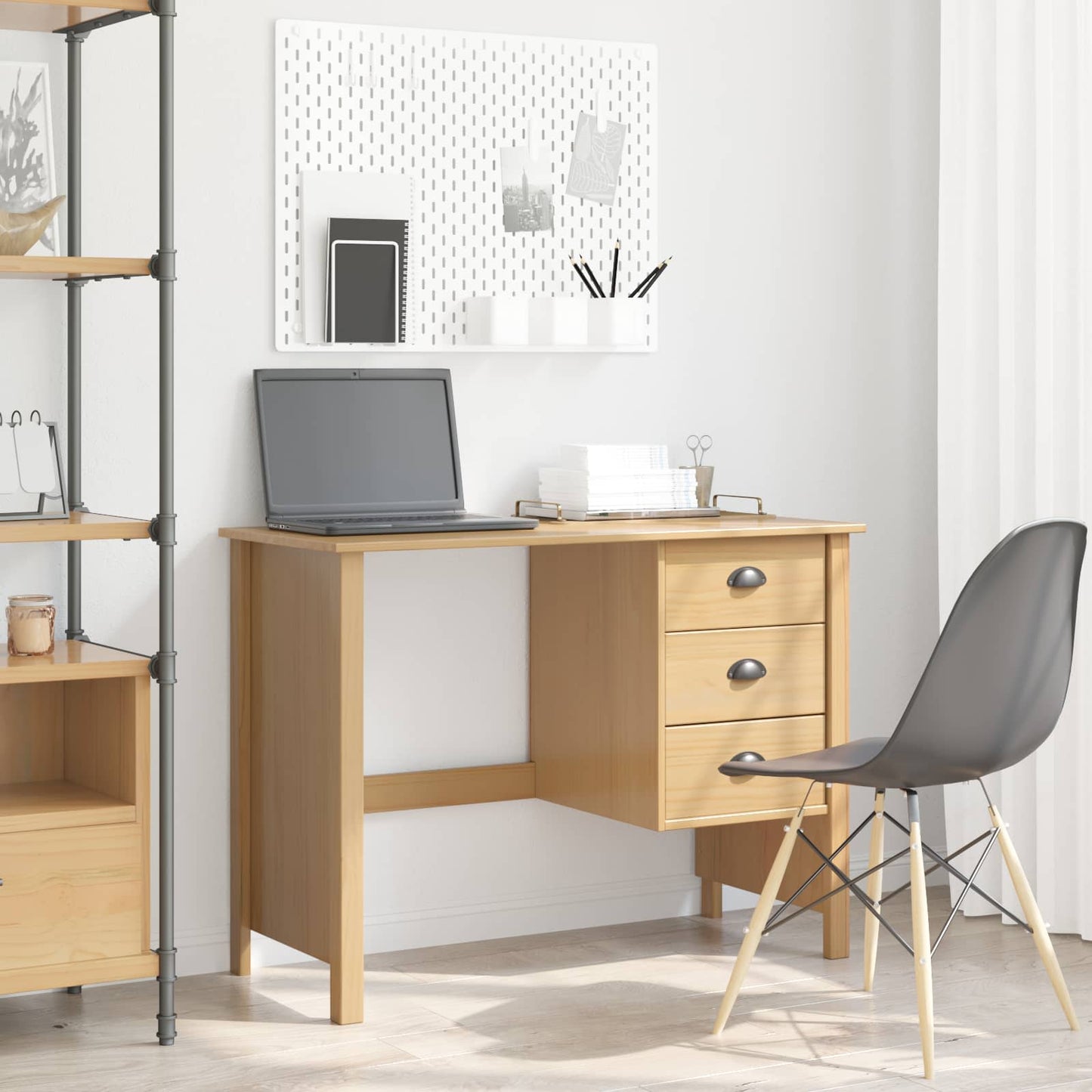 vidaXL Desk with Drawers with Drawer HILL Honey Brown 100 x 45 x 74 cm